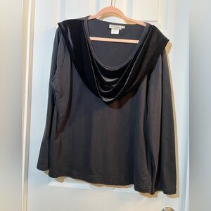 👗 Elegant Black Velvet Cowl Neck Blouse size xlarge